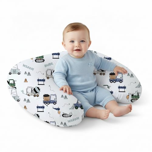 Image of Little Grape Land Nursing Pillow, Upgraded Breast Feeding Pillow for Mom, Breastfeeding & Bottle Feeding for 0–16 Months, Soft Machine Washable Cover with Firm Breathable Filling for Tummy Time, Truck