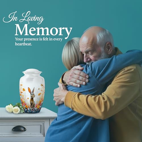Image of Rabbit Urn - Keepsake for Ashes - Combo 2 - Large with 3 Inch Pack of 2 - Burial Memorial Urns - Human Remains Urn - Decorative Keepsake Urns Ash