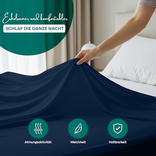 Utopia Bedding - Bettlaken ohne Gummizug - 167x243cm - Marineblau – Ansicht 4