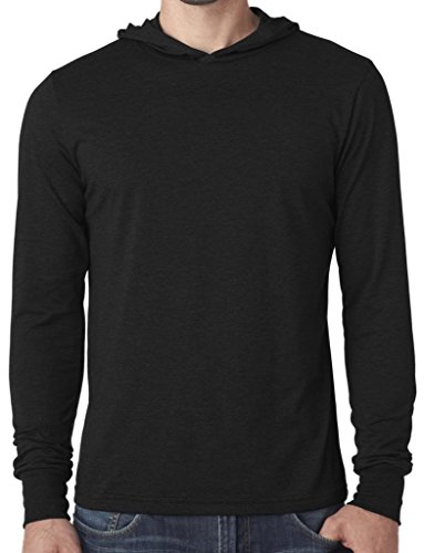 Yoga Clothing For You Mens Lightweight Long Sleeve Hoodie Tee Shirt, 2XL Black