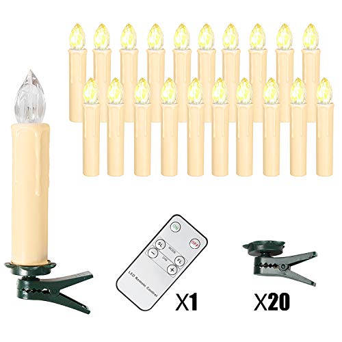 Preisvergleich Produktbild OZAVO 20 Set LED Kerzen mit Fernbedienung Weihnachtskerzen Kabellos Warmweiss, Christbaumkerzen Kabellos Kerzenlichter
