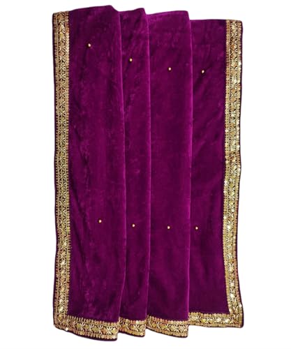 Image of Navti Creations Women's Stole Dupatta In Velvet With Cross Design Border (length -2.25m, Width-75cm)