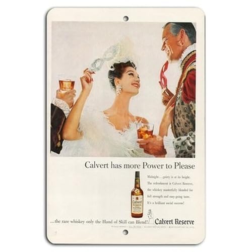 Calvert Reserve Whiskey Sign BanginPrints Vintage Aluminum Bar Decor