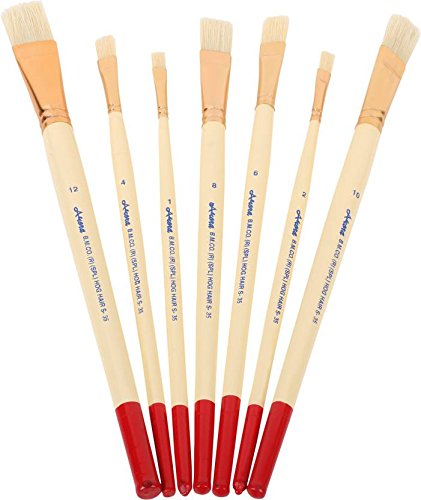 Arora Artist Quality Flat Hog Hair Paint Brush Set 7 Piece Set For Oil Painting Amazon In Home Kitchen