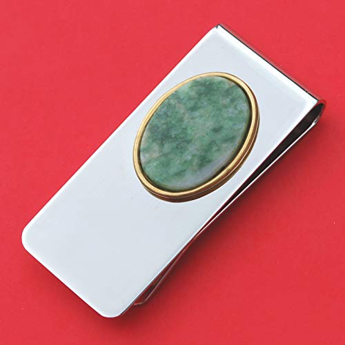 Gorgeous Wyoming Green Jade 25x18 mm Cabochon Solid Brass Silver Money Clip New - Wyoming's Official State Gemstone2
