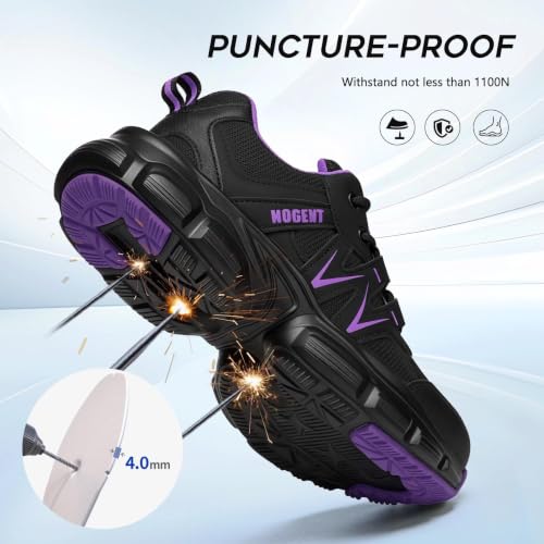 Image of Hogent Steel Toe Shoes for Men Women - Non Slip & Lightweight Work Shoes