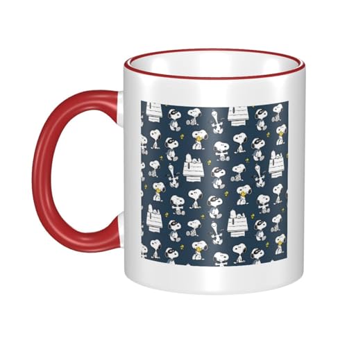 スヌーピー マグカップ 保温・保冷 電子レンジ対応 コーヒーカップ 陶器 セラミック 耐高温 軽量 個性人気 誕生日プレゼント大容量 Red