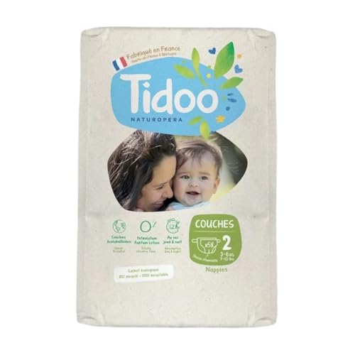 Couches bébé écologiques Tidoo Taille 2 pour les nourrissons de 3 à 6 kg