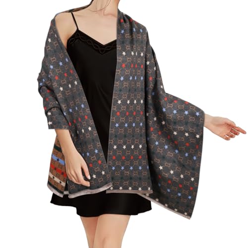 Relang Women Pashmina Silk Shawl Wrap Dark Grey