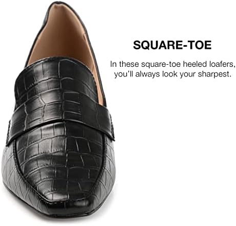 Journee Collection Womens Celina Loafer with Square Toe and Kitten Heel, Black, 10 | Image 2