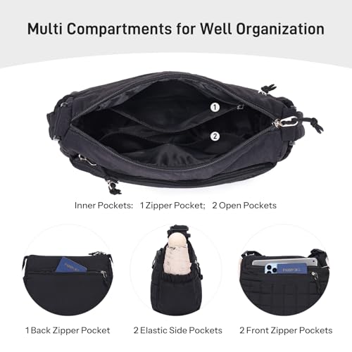Image of Medium Size Purses for Women Quilted Travel Purse with Multi Pockets Nylon Crossbody Bag for Ladies