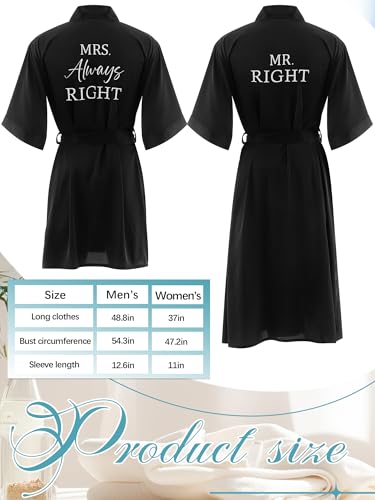 Image of Jecery 2 Pcs Satin His and Hers Robes Set Mr. Mrs. Silk Matching Robe for Couples Women Man Wedding Engagement Bridal Gift