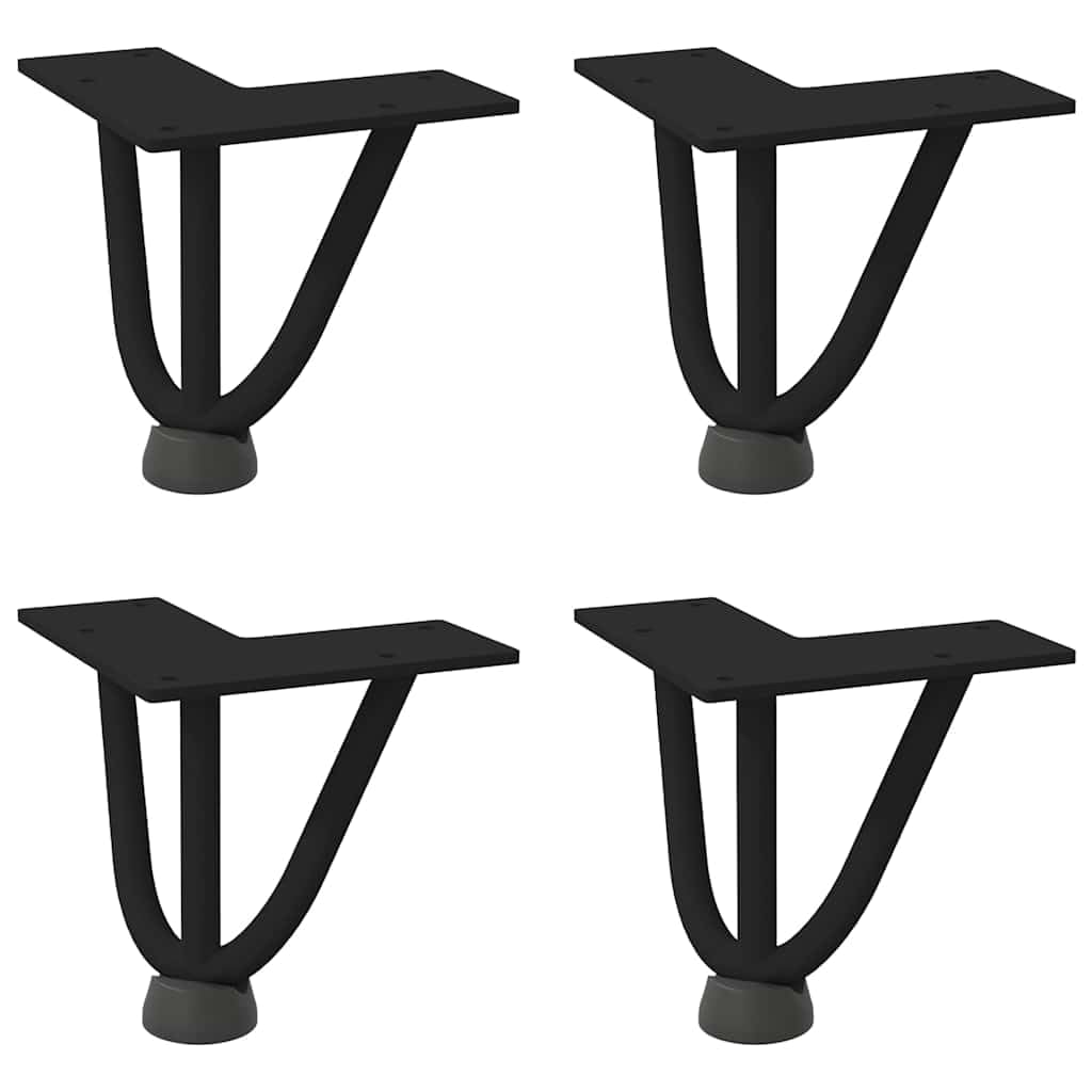 Nogi do włosów do stolika kawowego, zestaw 4 sztuk, czarne, 10 cm, masywna stal, regulowana, stabilna podstawa meblowa, design "zrób to sam", część zamienna