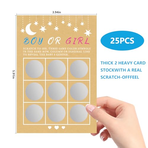 Image of Gender Reveal Scratch Off Cards 25pcs, Baby Reveal Games, Its A Boy Gender Reveal Tic Tac Toe Board, Baby Reveal Ideas Party &Baby Shower Scratch off Game