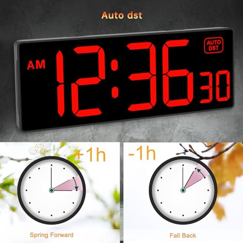 Soobest Digital Wall Clock with Seconds for Gym, Remote Countdown Timer Large LED Display 5 Dimmer (10.2" Red) by Soobest - Image 6