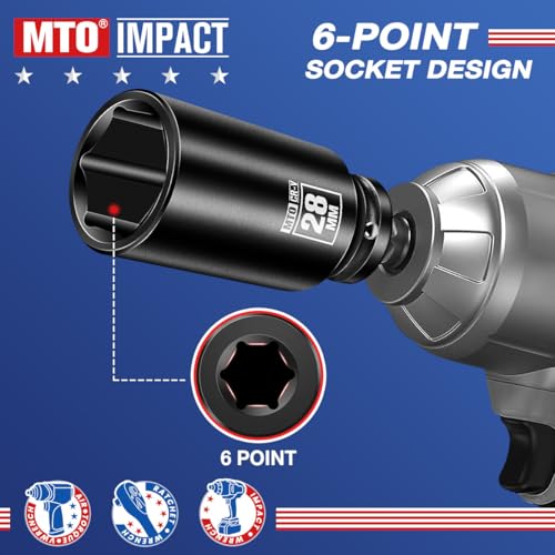 Image of MTO 1 /2 inch Drive 28mm Deep Impact Socket, 6-Point Metric Socket for Automotive Maintaince, CR-V Steel Meets ANSI Standards