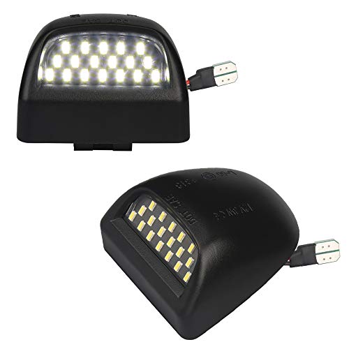 MbuyDIY LED License Plate Light Lamp Assembly Black Housing Compatible with 1999-2013 Chevy Silverado GMC Sierra Suburban Avalanche Tahoe Yukon 6000K White, Pack of 2