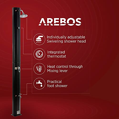 Arebos zonnedouche 35 l | 217 cm | regelbare watertemperatuur tot 60 graden | met voetdouche en draaibare douchekop. - Image 7