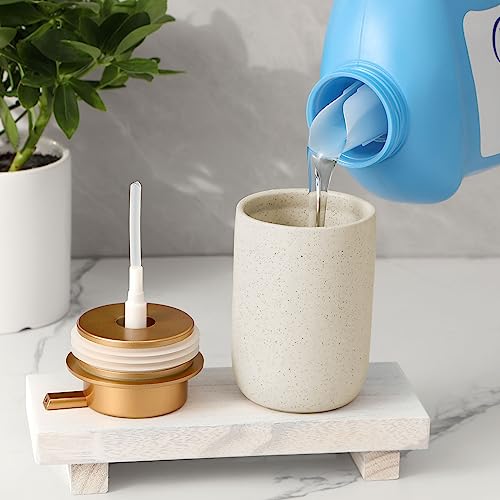 Image of Hand Soap Dispenser for Bathroom Decro, Ceramic Liquid Pump Bottles Refillable Dish Dispenser for Kitchen Farmhouse Colleage Dorm, Matte Beige