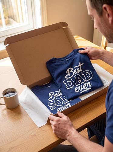 Image of Unique Baby Best Dad Ever and Best Son Ever Daddy and Me Matching Father's Day Shirts Set Navy