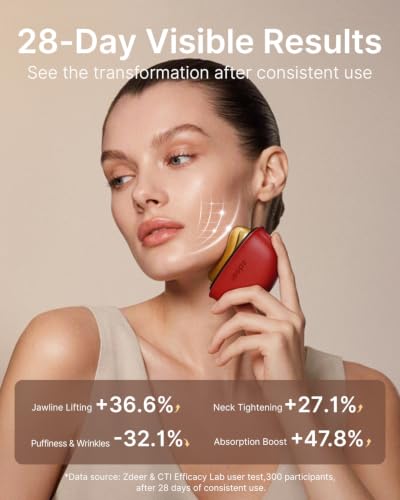 ZDEER PRO Electric Heated Gua Sha Kit, Red Light Face Massager Tool, Red | 2026 Upgraded Facial Care Set, 30ML Lavender Face Oil, Skin Firming Device for Facial Sculpting, Women's Gift for Mom - image 4