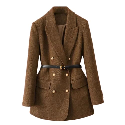 Women's Coat Autumn and Winter Thick Double-Breasted Loose Slim Belt Blazer