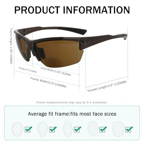 Image of Eyekepper Bifocal Sunglasses for Women Men, Rectangular Frame