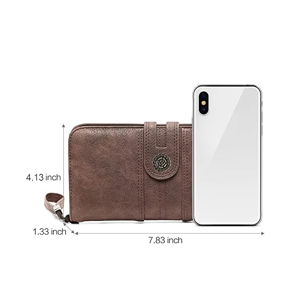 Women Wallet Large Leather Designer Card Holder Organizer Long Ladies Travel Clutch Wristlet Coffee - Image 4