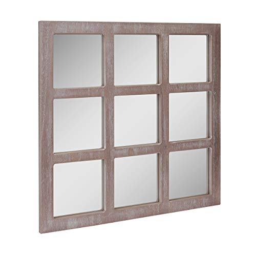 Stonebriar 23.5" x 23.5" Square Worn White 9 Window Pane Hanging Wall Mirror with Attached Mounting Brackets, Decorative Rustic Decor for the Living Room, Bedroom, Bathroom, Hallway, and Entryway - Image 2