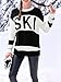 Saodimallsu Womens Color Block Oversized Sweater Ski Print Fall Trendy Crew Neck Long Sleeve Pullover Sweaters Knit Tops Black and White