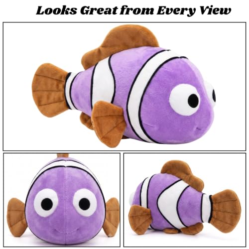 Image of Tickles Cute Big Eyes Fish Soft Stuffed Plush Animal Toy for Kids Boys & Girls Birthday Gift (Size: 25 cm Color: Purple)