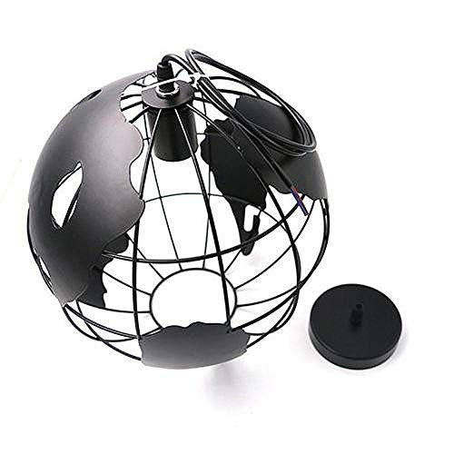 Plafonnier à suspension en forme de globe à LED en fer moderne et créateur de globe Noir