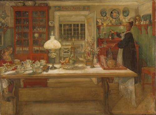 Cuadro en lienzo Carl Larsson para decorar oficinas con la obra costumbrista Prepararsi 60x90cm