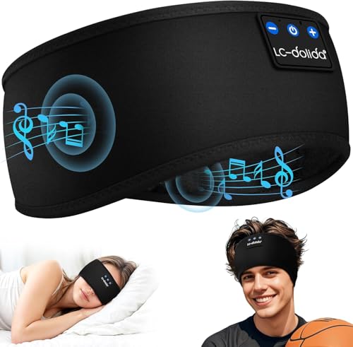 Image of LC-dolida Sleep Headphones Headband Bluetooth 5.4, Sports Headband Earphones Wireless with Speaker Microphone USB C for Sleeping Gift Workout Jogging Yoga Insomnia Travel Meditation, Black Breathable