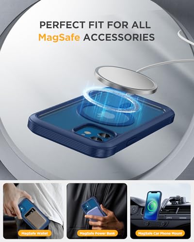 Image of Miracase Magnetic for iPhone 12 mini Case, [360 Full-Body Protection & Complete Camera Guard], Drop & Scratch-Resistant, Shockproof, Stylish Clear iPhone Case, iPhone 12 mini Cover, Blue