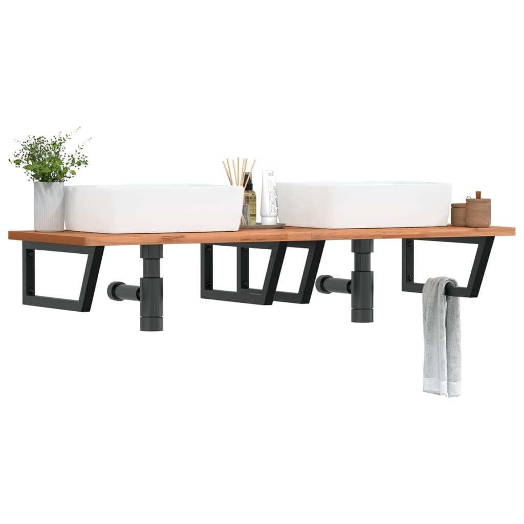 2 Stk. Waschtisch-Halterungen 20 x 50 cm, Trapezförmige Konsole aus Stahl, Schwerlast-Wandhalterung für Waschbecken, Schwarz, DIY Badmöbel
