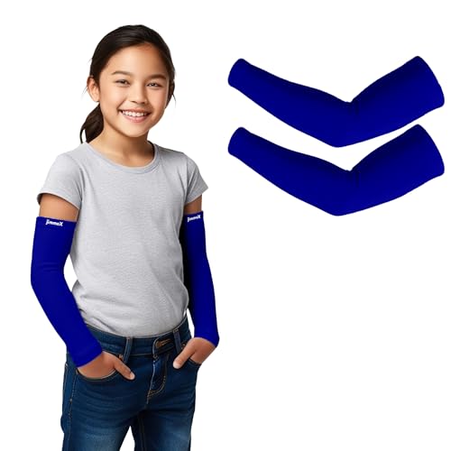 Image of Kids Arm Sleeves - Protective Arm Covers for Boys & Girls, Ages 5-13, UV Sun Protection, Perfect for Sports, Cycling, Running, and Outdoor Activities