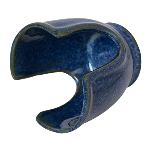 Image of QimacPlus Overseas Sponge Holder Handcrafted Blue U-Shaped Ceramic Sponge Holder for Modern Kitchen Organization and Decor