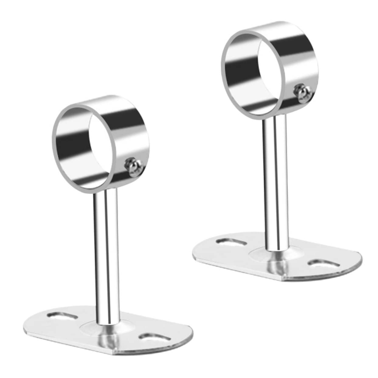 2pcs Hang Through Ceiling Curtain Clothes Hanger Coat Racks Wall Mounted Brackets Shower Rod Socket Ceiling Installation Wall Mount Bracket Support Tube Stainless Steel