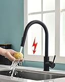TIMACO Schwarz Niederdruck Küchenarmatur mit Ausziehbare Brause Wasserhahn Küche 360° Schwenkbar Mischbatterien für Küche Armatur Einhandmischer für Küchen Spüle Spültischarmatur