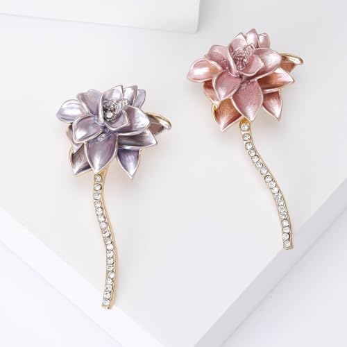 Image of Rhinestone Flower Brooches for Women Enamel Floral Brooch Lapel Pins for Mom Wife Elegant Dress Accessories Mother's Day Jewelry Gifts