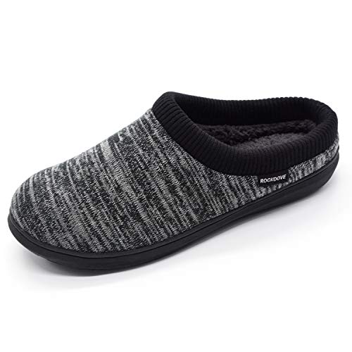 RockDove Men's Hoodback Slipper with Memory Foam, Size 11-12 US Men, Black