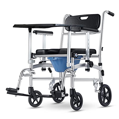 Tabouret de toilette 3 en 1 pliable en aluminium avec roulettes pour senior