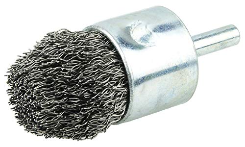 Image of Weiler 10322 Controlled Flare Crimped Wire End Brush 1 inch, .014 inch Stainless Steel Fill, Made in The USA (Pack of 10)