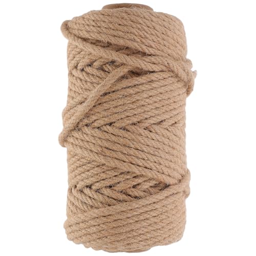 Angoily Corde en Jute Naturel Tressée 45 M pour Bricolage et Jardinage, Corde Résistante sans Nœuds pour Griffoir à Chat et Projets Décoratifs