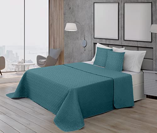 BELUM |Colcha Bouti microsatén 100 gr Modelo Petróleo para Cama de 150/160 (250x270cm.) Colcha...