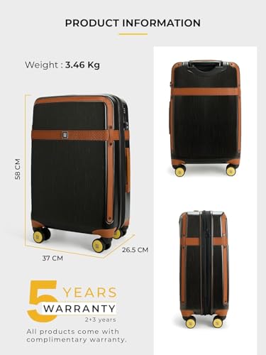 Image of EUME Aerobrush Cabin 56L + Trunk Medium 66-74cm Expandable Check-in Luggage Set of 2 | German Polycarbonate Hard Suitcases | 8 SilentRun Spinner Wheels | TSA Lock | Black
