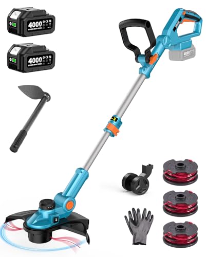 SEESII 13' String Trimmer Electric Weed Wacker with 2x4000mAh Batteries