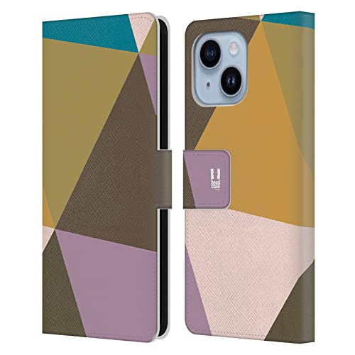 Étui portefeuille iPhone 14 Plus marron triangles parfait pour le travail et sorties
