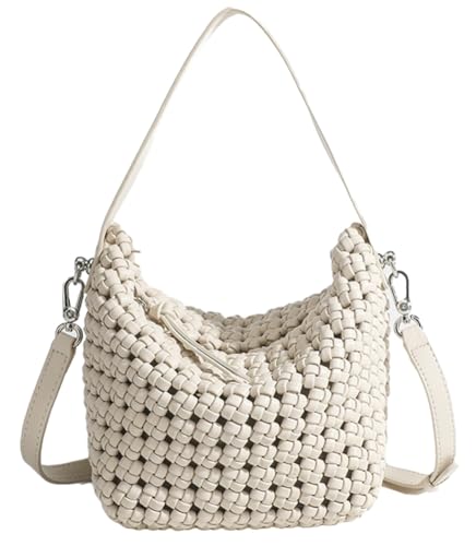 Womens Trendy Hand-woven Shoulder Crossbody Bag Small Pillow Tote Purse Top Handle Handbags for Summer Beach 2025